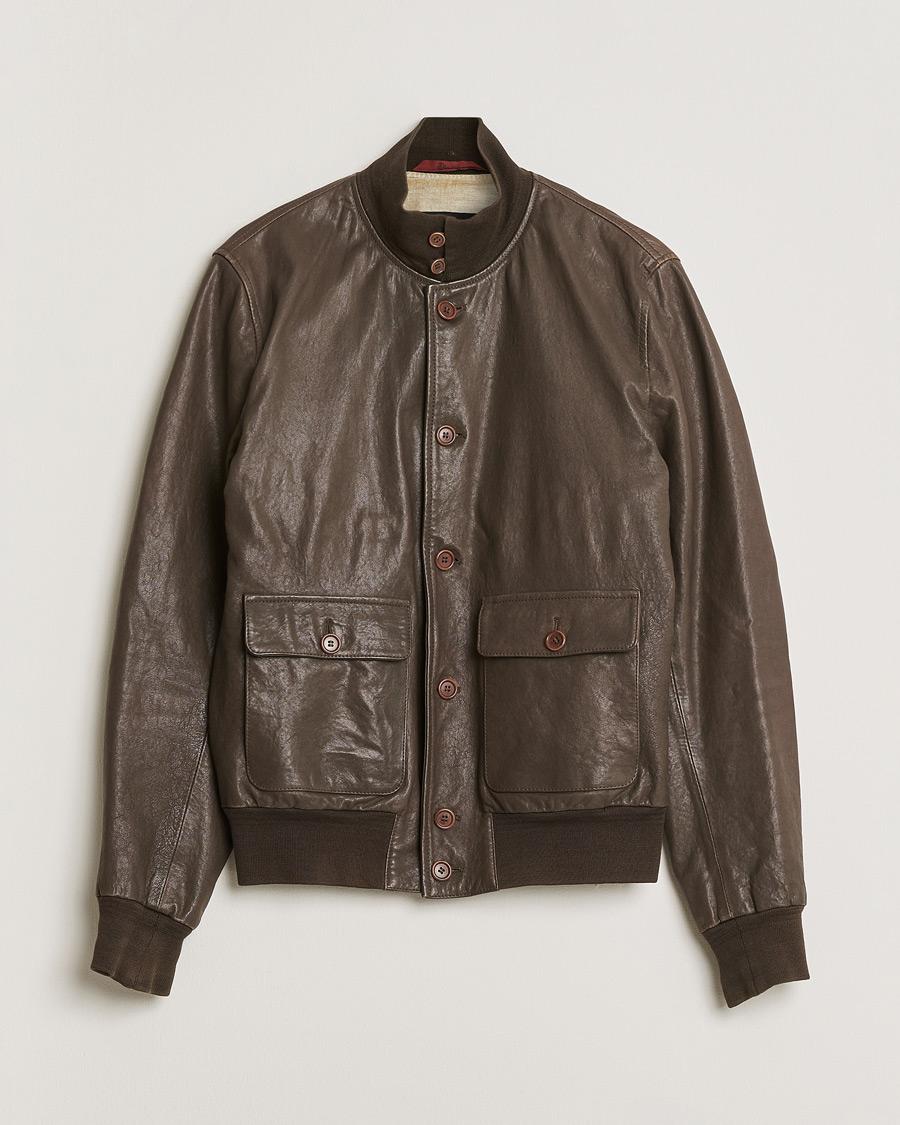 Stewart Calf Bomber Jacket Dark Brown L at CareOfCarl.com