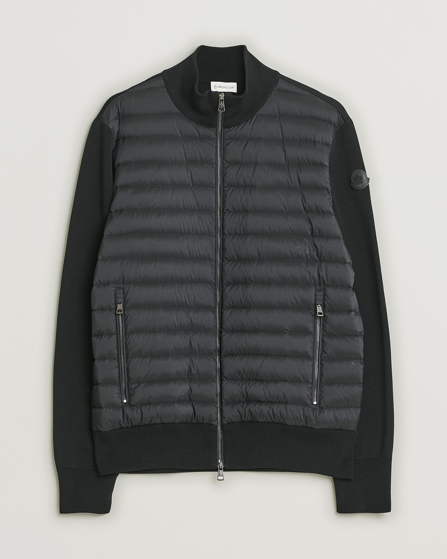Men | Moncler Hybrid Zip Cardigan Black | Pre-owned | Moncler Hybrid Zip Cardigan Black