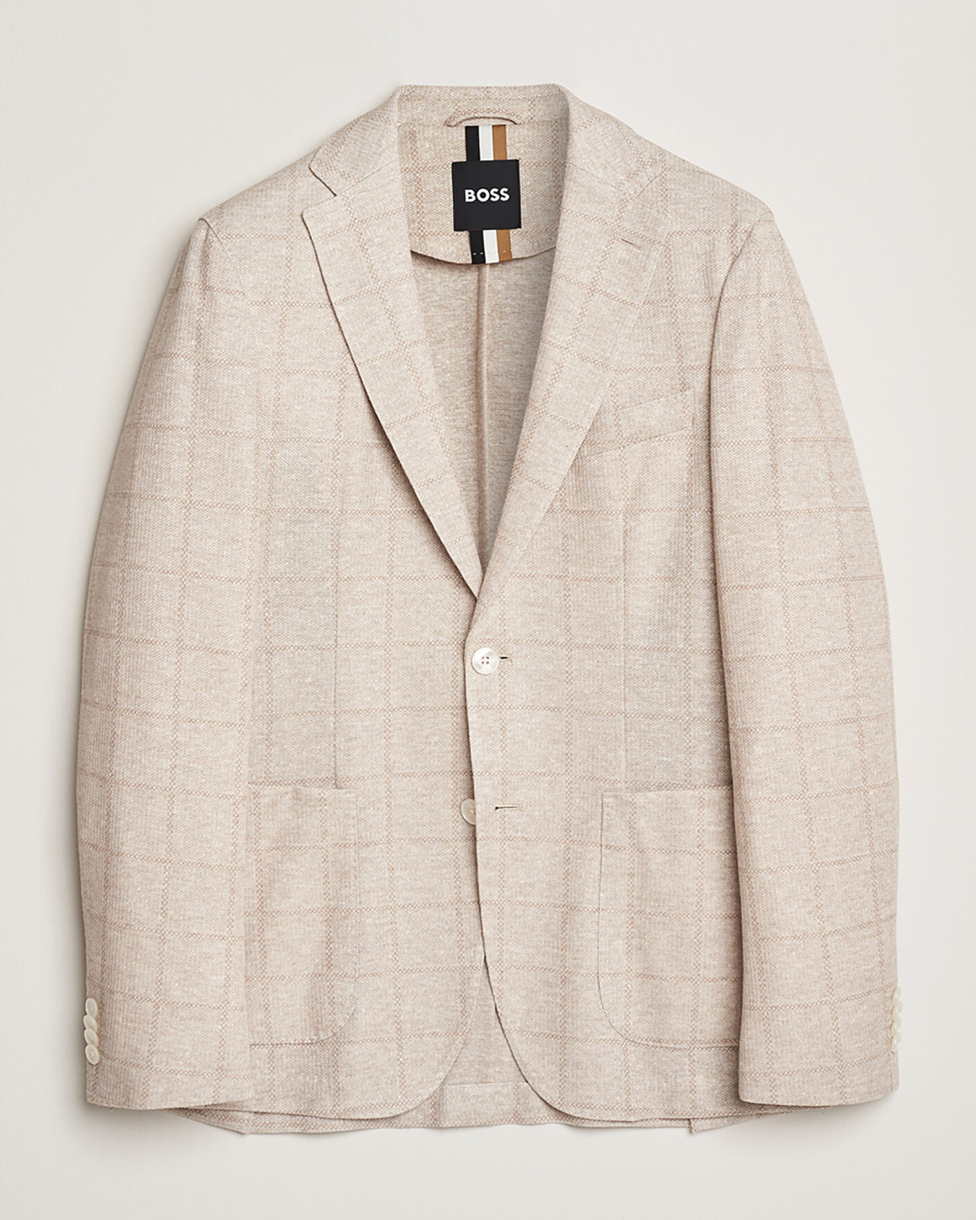 Men | Pre-owned Blazers | Pre-owned | BOSS BLACK Hanry Checked Jersey Patch Pocket Blazer Beige 50