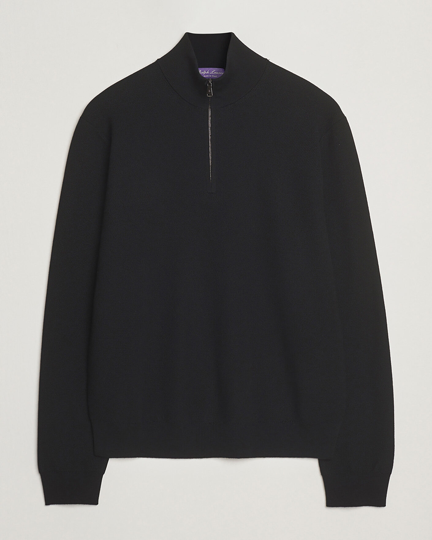 Men | Pre-owned Sweaters & Knitwear | Pre-owned | Ralph Lauren Purple Label Wool Pique Half Zip Polo Black L