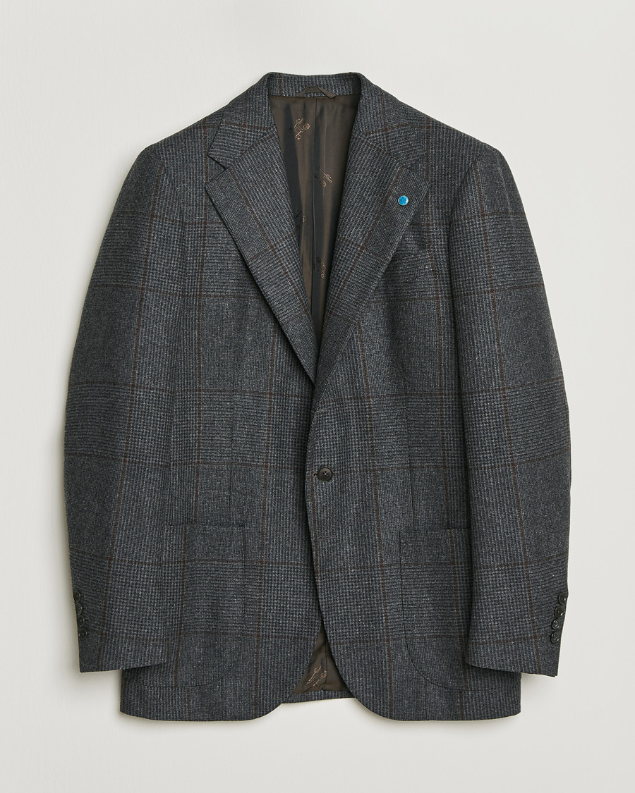 Eidos Napoli Wool Checked Blazer Dark Grey 50 at CareOfCarl.com