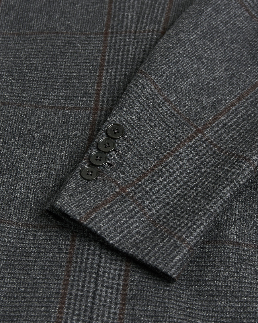 Eidos Napoli Wool Checked Blazer Dark Grey 50 at CareOfCarl.com