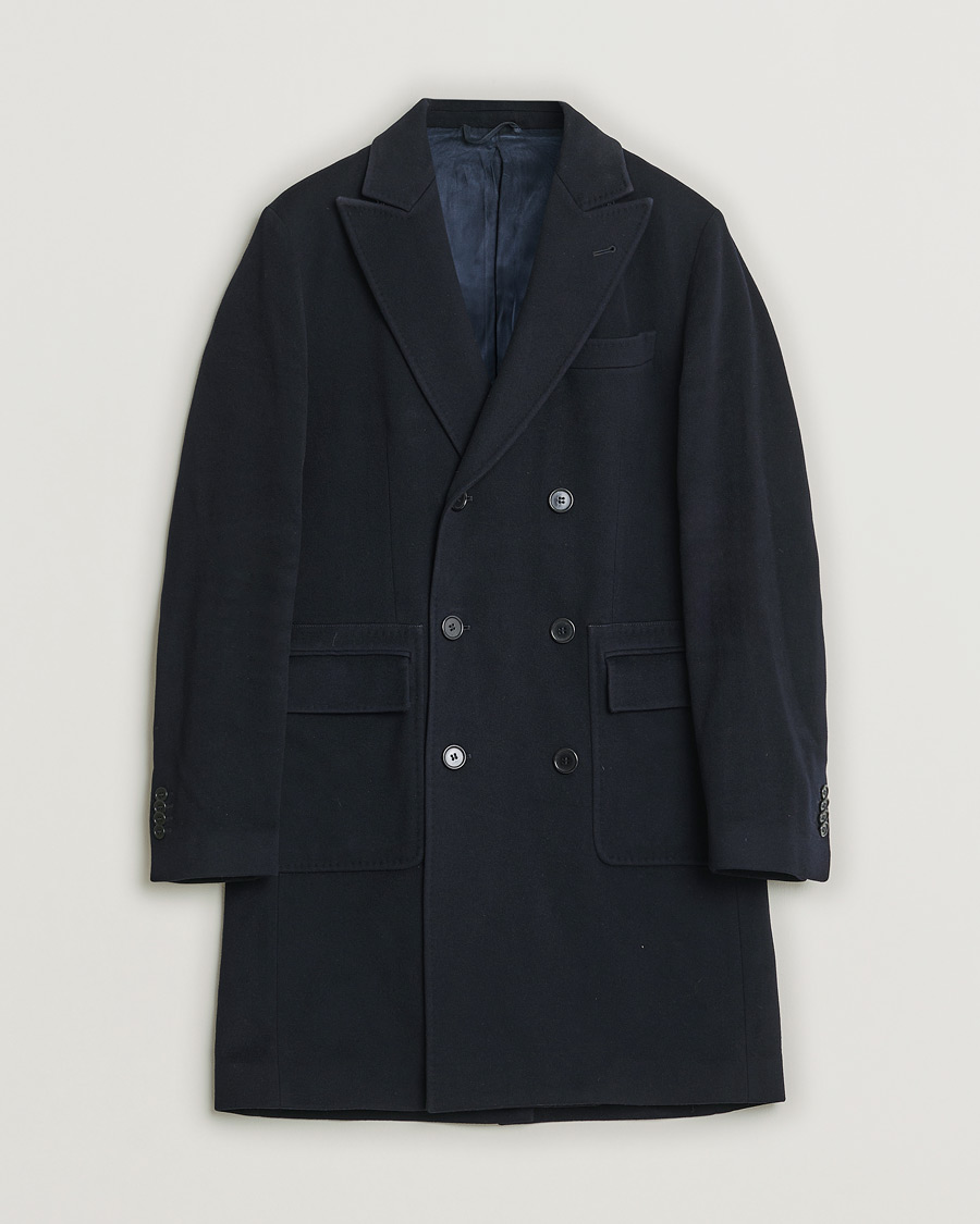 Men | Aspesi Double Breasted Wool Coat Navy M | Pre-owned | Aspesi Double Breasted Wool Coat Navy M