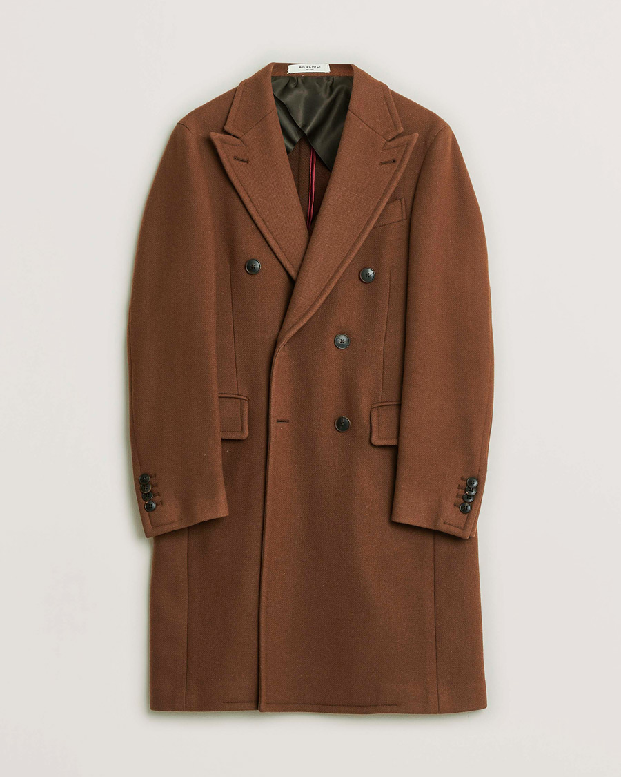 Men | Boglioli Double Breasted Wool Coat Rust Brown 46 | Pre-owned | Boglioli Double Breasted Wool Coat Rust Brown 46
