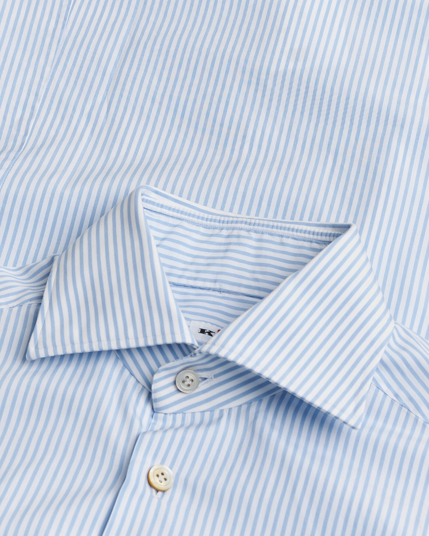 Men | Pre-owned Shirts | Pre-owned | Kiton Cotton Dress Shirt Light Blue Stripe 38 - S