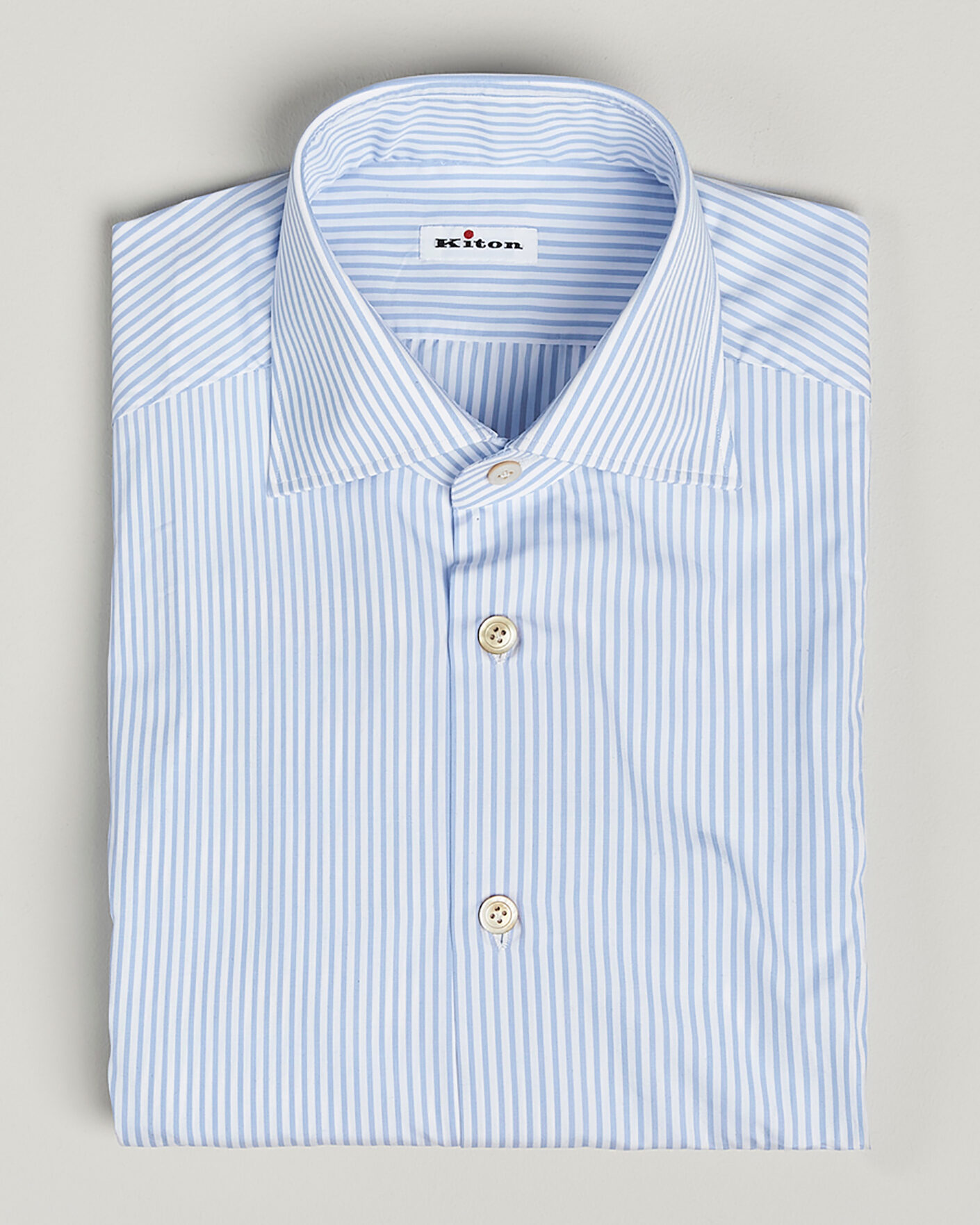 Men | Pre-owned Shirts | Pre-owned | Kiton Cotton Dress Shirt Light Blue Stripe 40 - M