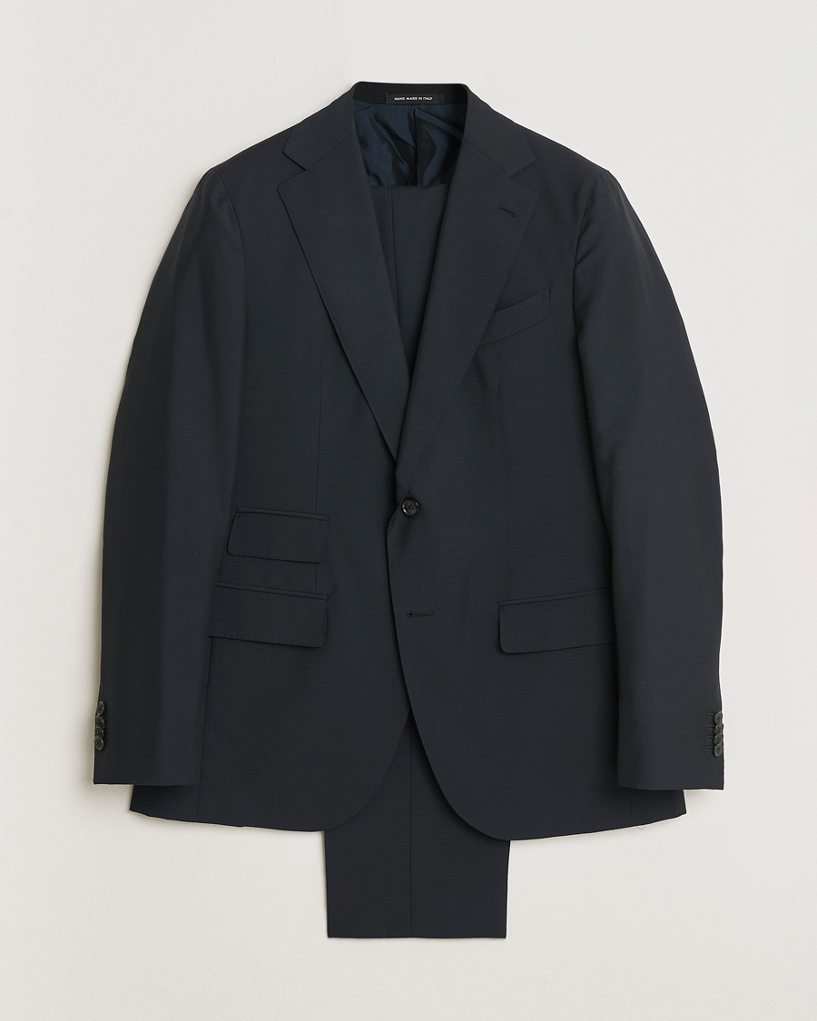 Men | Caruso Mohair Blend Aida 3-Piece Suit Navy 50 | Pre-owned | Caruso Mohair Blend Aida 3-Piece Suit Navy 50