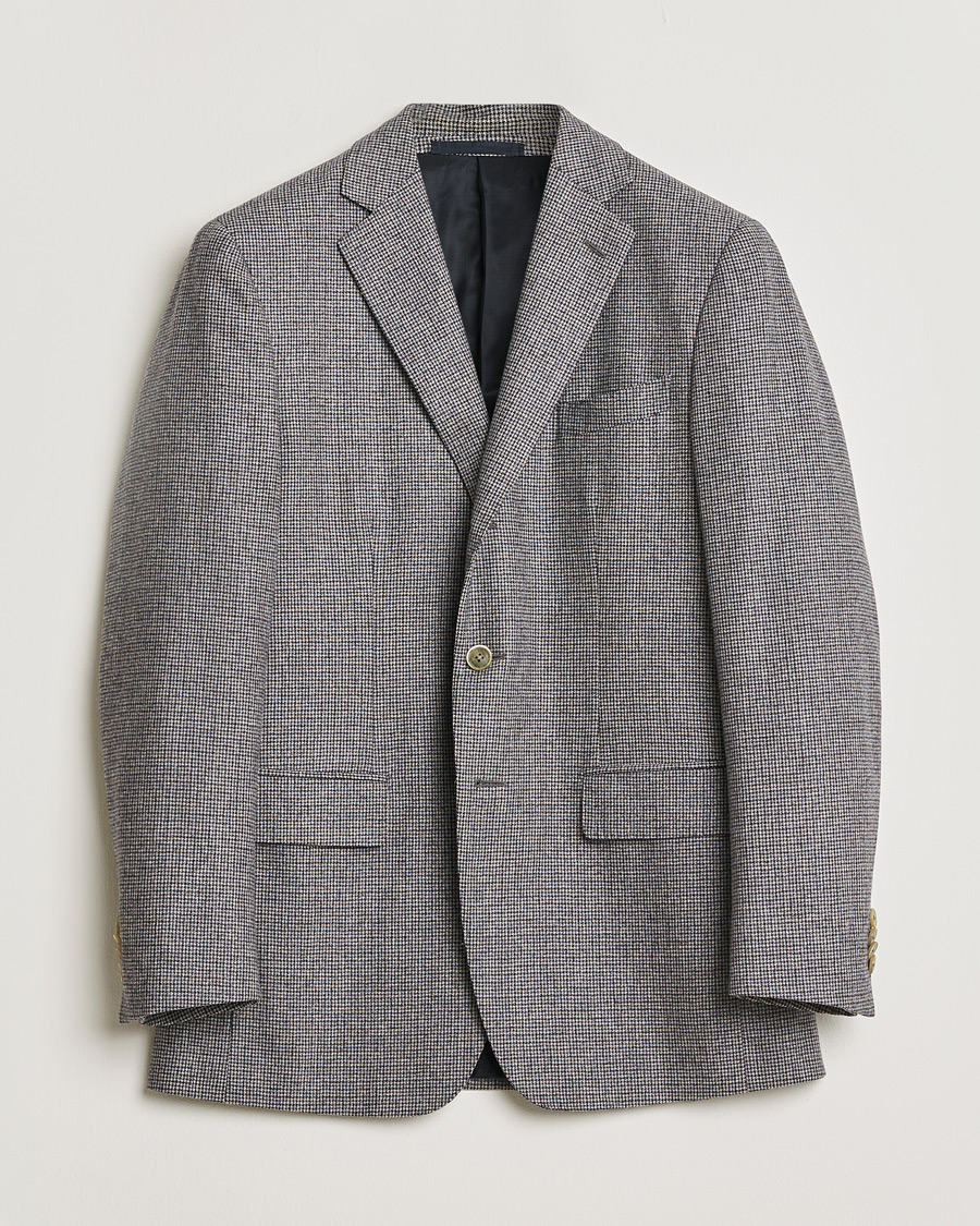 Men | Pre-owned Blazers | Pre-owned | Caruso Cashmere Blend Houndstooth Blazer Grey 48