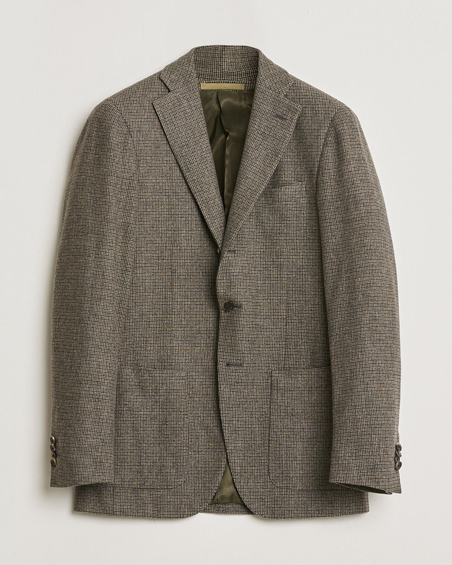 Men | Pre-owned Blazers | Pre-owned | Caruso Wool Houndstooth Blazer Brown 46
