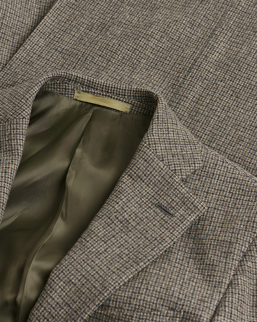 Men | Pre-owned Blazers | Pre-owned | Caruso Wool Houndstooth Blazer Brown 46