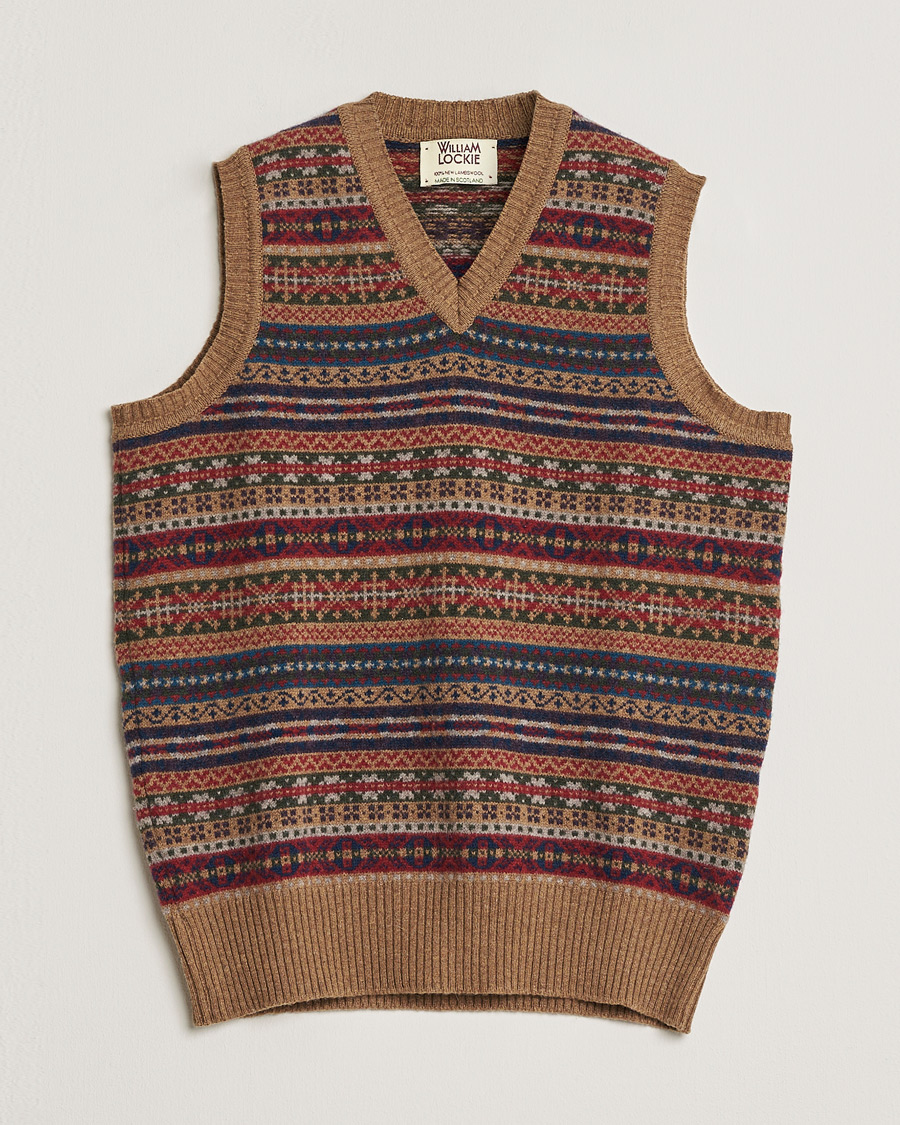 Men | Pre-owned Sweaters & Knitwear | Pre-owned | William Lockie Wool Fair Isle Vest Tan S