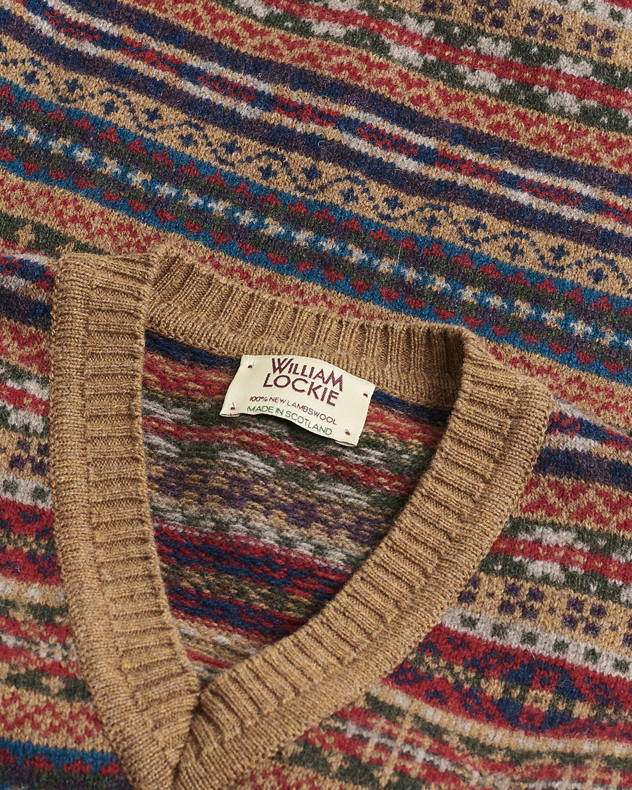 Men | Pre-owned Sweaters & Knitwear | Pre-owned | William Lockie Wool Fair Isle Vest Tan S