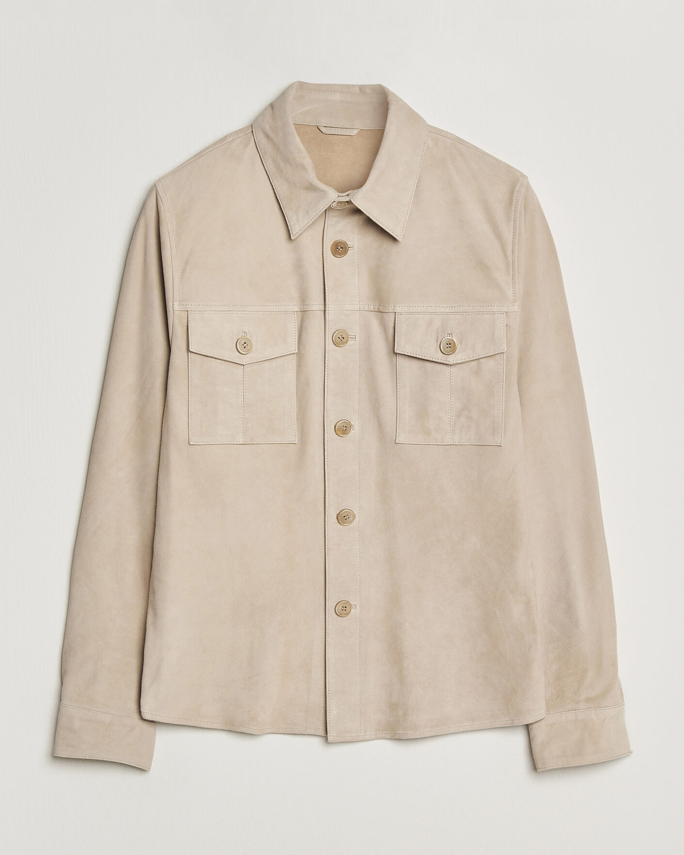 Men | Stenströms Suede Pocket Overshirt Beige M | Pre-owned | Stenströms Suede Pocket Overshirt Beige M