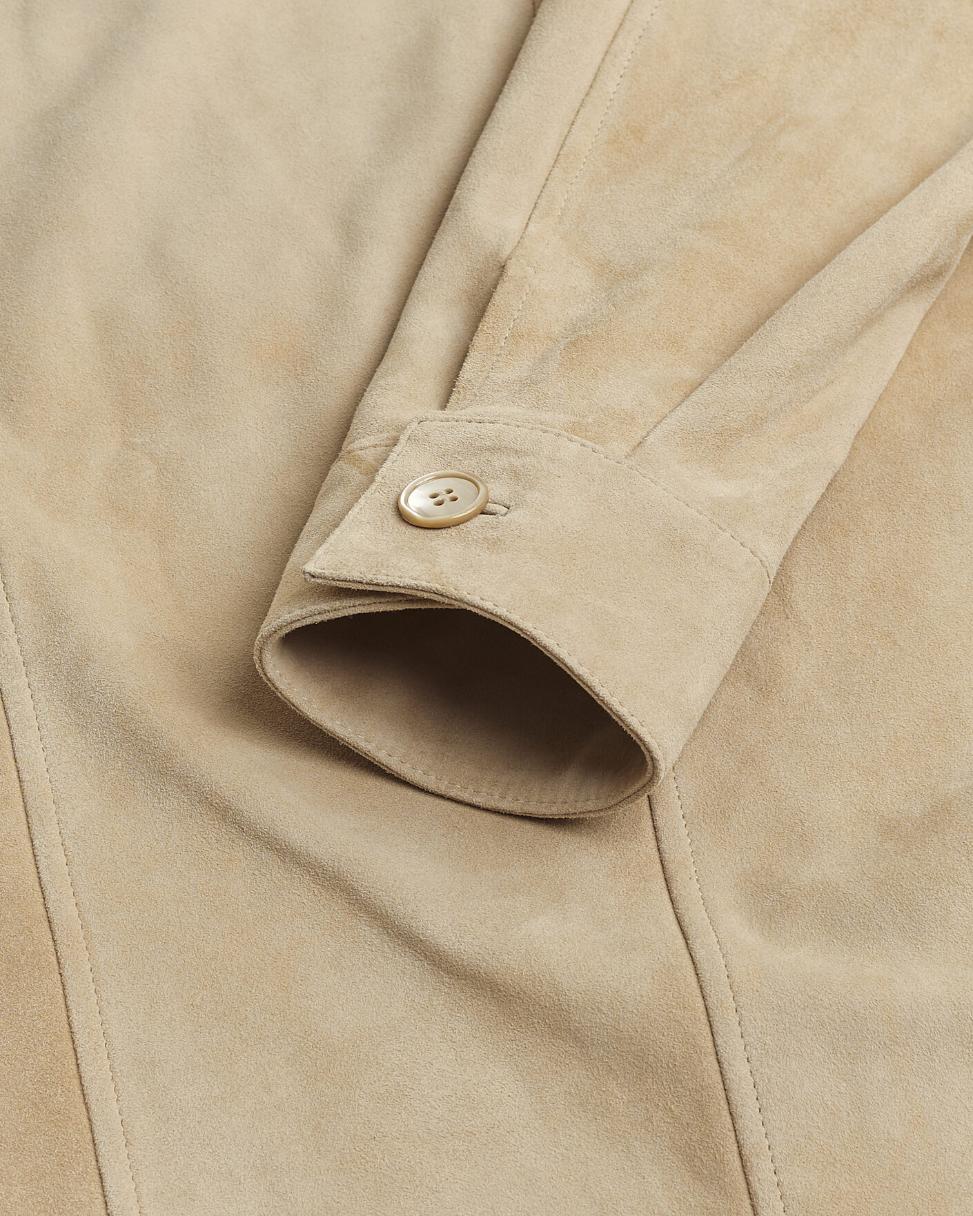 Men | Stenströms Suede Pocket Overshirt Beige M | Pre-owned | Stenströms Suede Pocket Overshirt Beige M