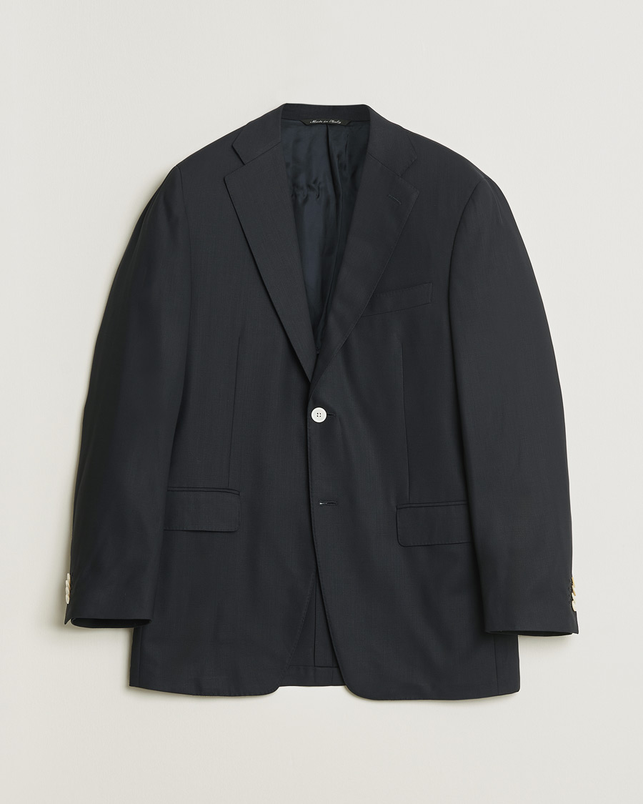 Men | Pre-owned Blazers | Pre-owned | Canali Hopsack Wool Blazer Navy 50