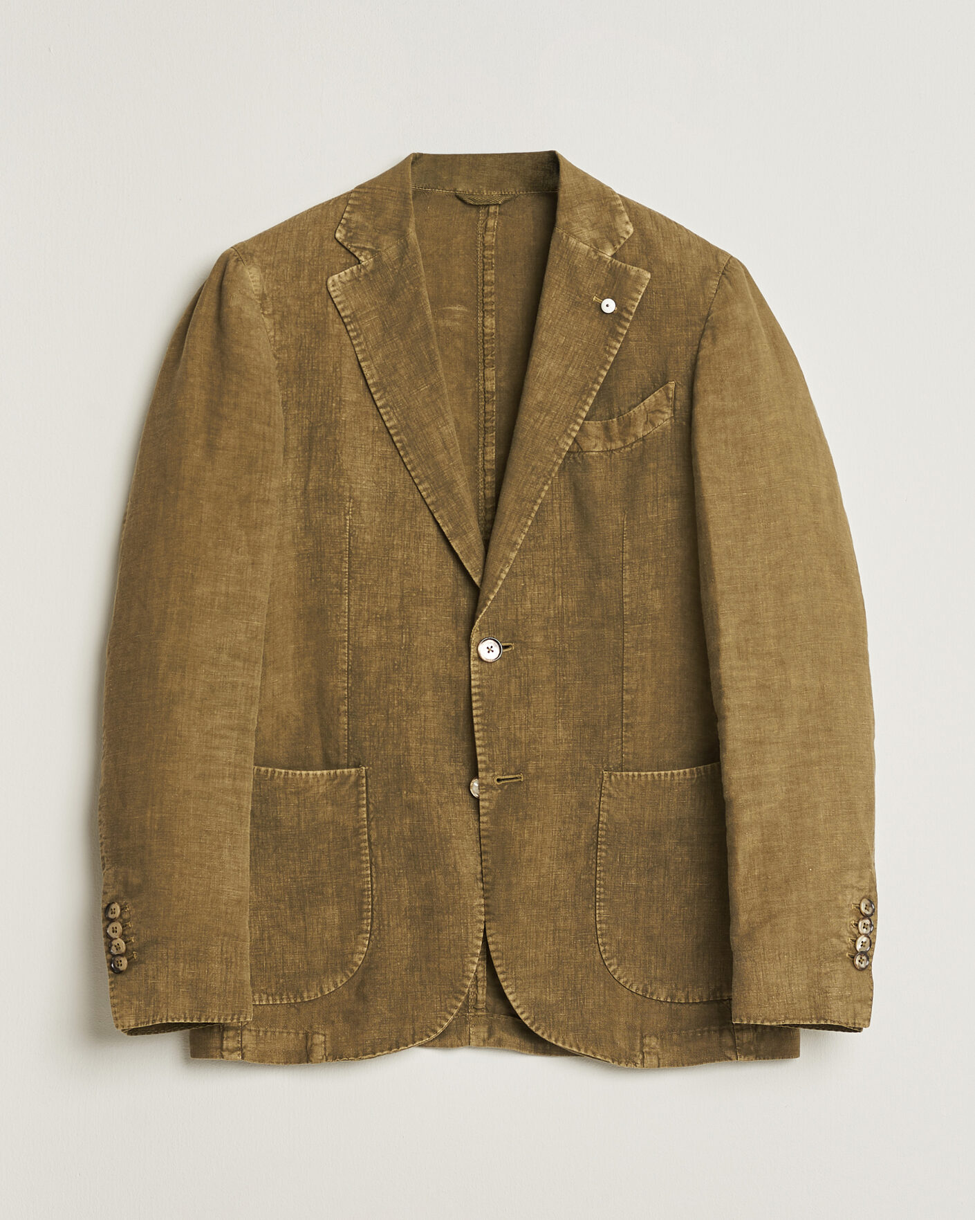 Men | Pre-owned Blazers | Pre-owned | L.B.M. 1911 Jack Regular Fit Linen Blazer Olive 46