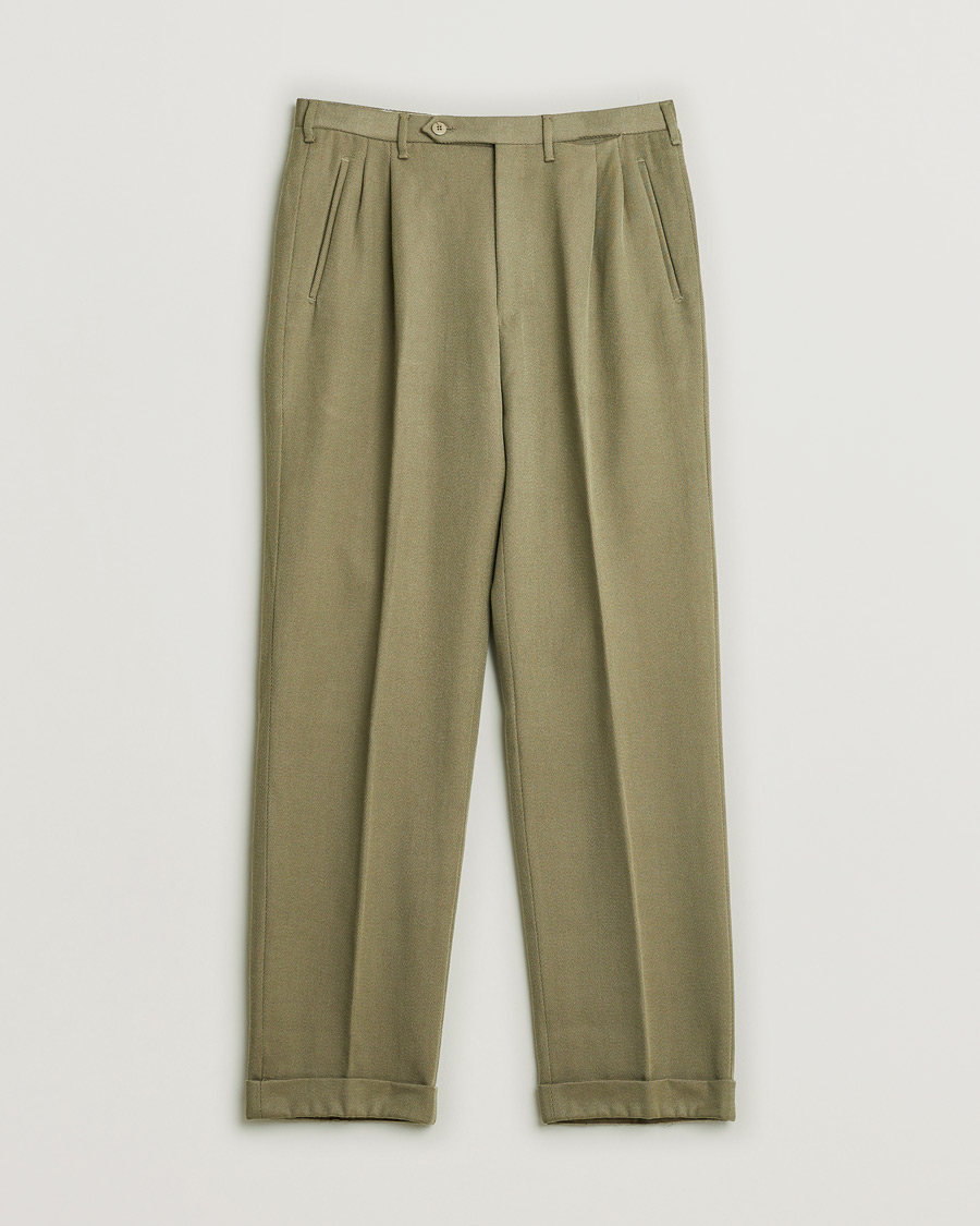 Men | Pre-owned Trousers | Pre-owned | Rota Pantaloni Twill Wool Trousers Mole Green 48