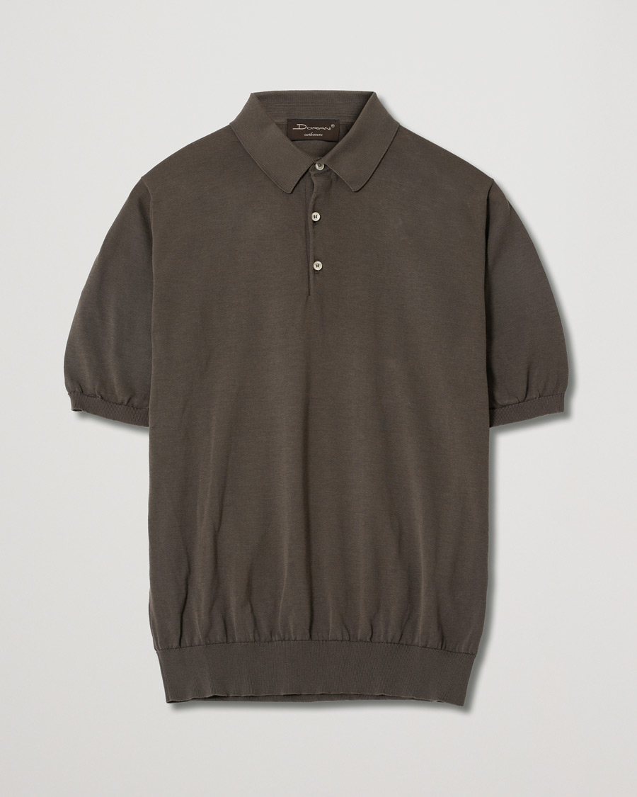 Men | Polo Shirts | Pre-owned | Doriani Cashmere Cotton Knitted Polo Brown