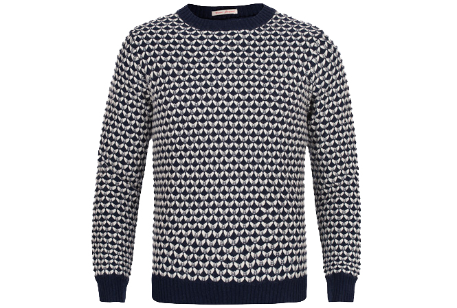 Blå, strikket genser fra GANT Rugger